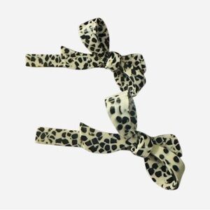 NEW Beige & Black Polka Dot Bow-Tie Gold Hair Clips Cute ✨